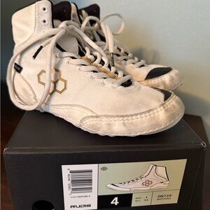 Rudis Kids White and Gold Shoes